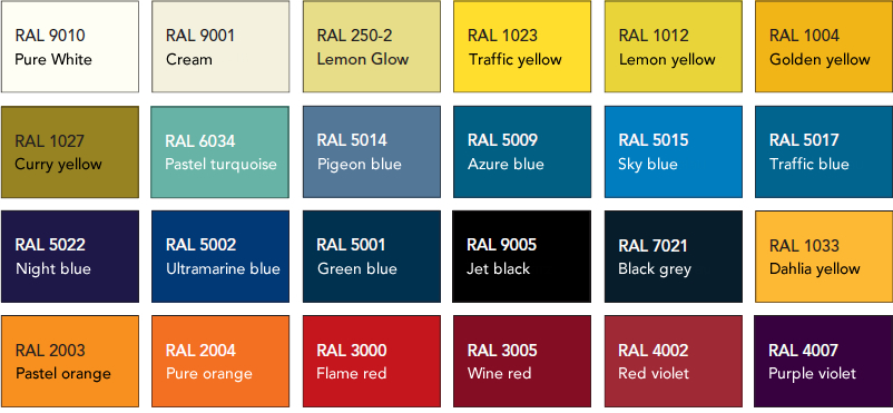 Design radiators - RAl colours