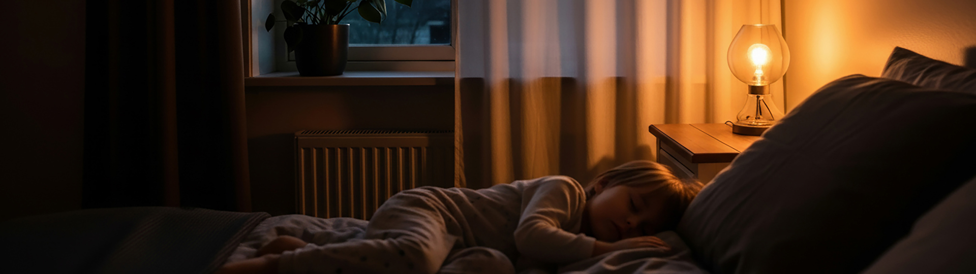 Myson UK homepage banner, kid sleeping in indoor climate