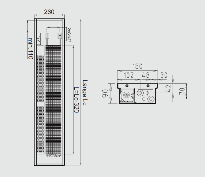 F1P Masse bei 180 mm Breite