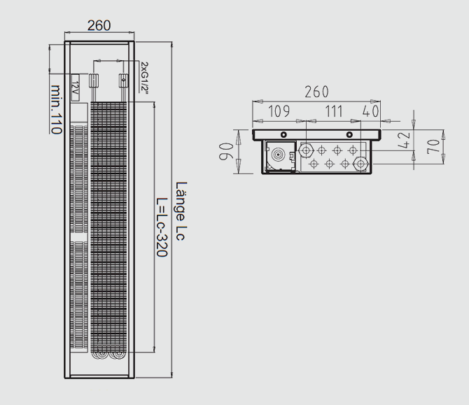 F1P Masse bei 260 mm Breite 