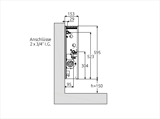 Abmessungen 2-Rohr Ausführung Type NO CONT