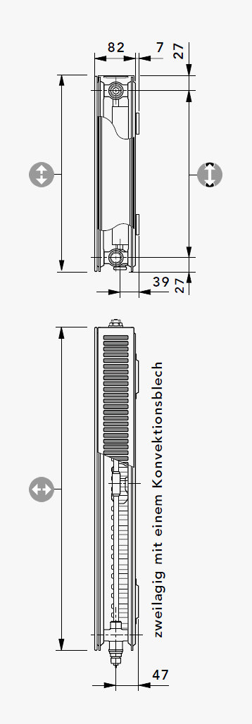 T6-Plan Mittenanschlussheizkörper Type 21 PM-S