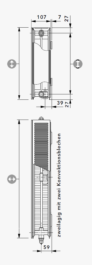 T6-Plan Mittenanschlussheizkörper Type 22 PM