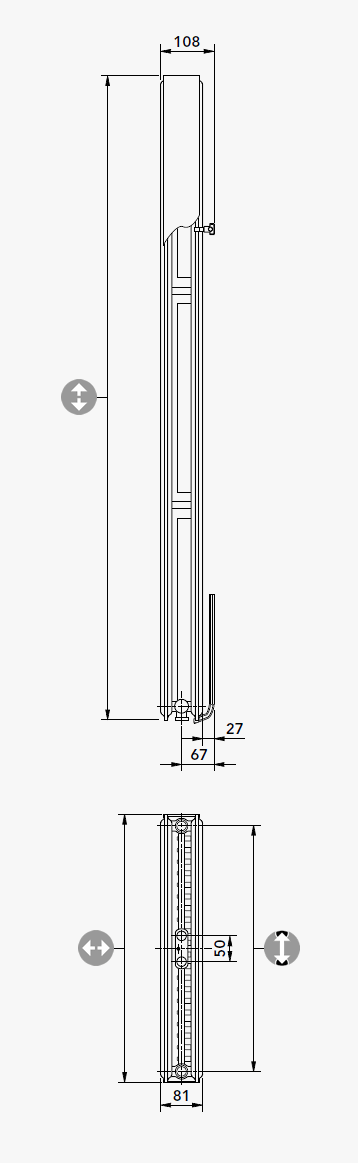 Vertikal-Mittenanschlußheizkörper Type 21