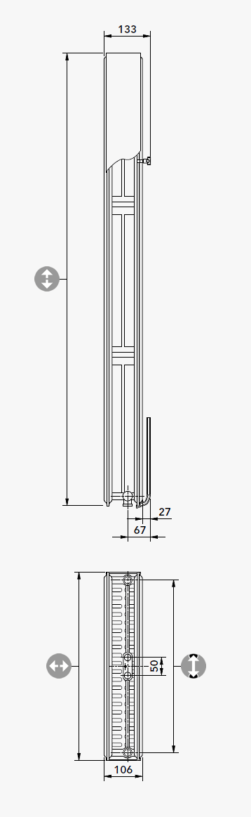 Vertikal-Mittenanschlußheizkörper Type 22