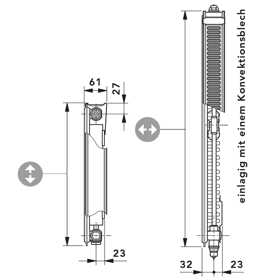 T6-Mittenanschlussheizkörper Type 11 VM 