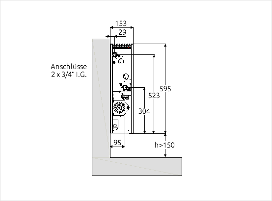 iVECTOR 2-Rohr Ausfürung Abmessungen und Anschlüsse