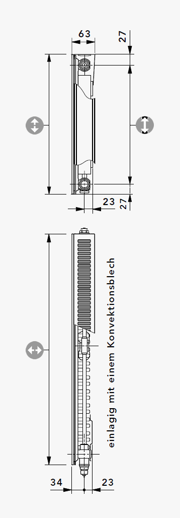 T6-Plan Mittenanschlussheizkörper Type 11 PM