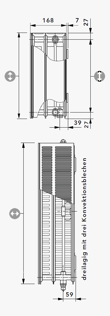 T6-Plan Mittenanschlussheizkörper Type 33 PM