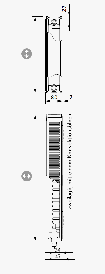 Ventil-Multifunktionsheizkörper Type 21-S / 21 SD