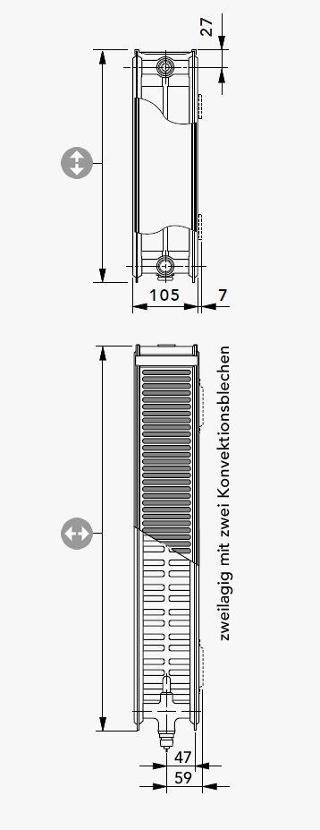 Ventil-Multifunktionsheizkörper Type 22 / 22 D