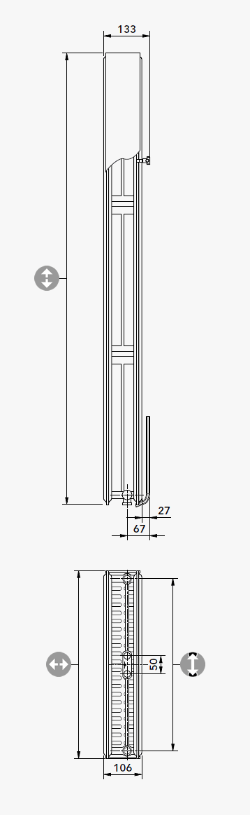 Vertikalheizkörper Mittenanschluß Type 22