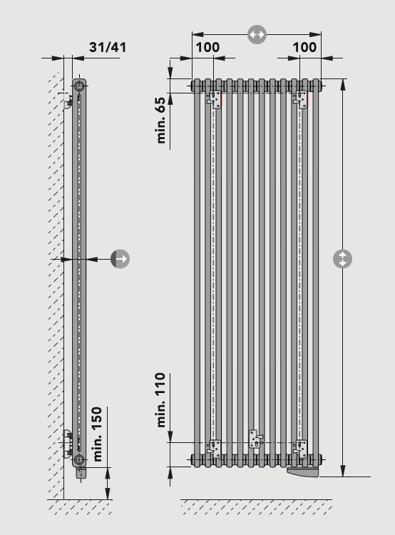 LASER eLINE vertical - 2 columns dimension