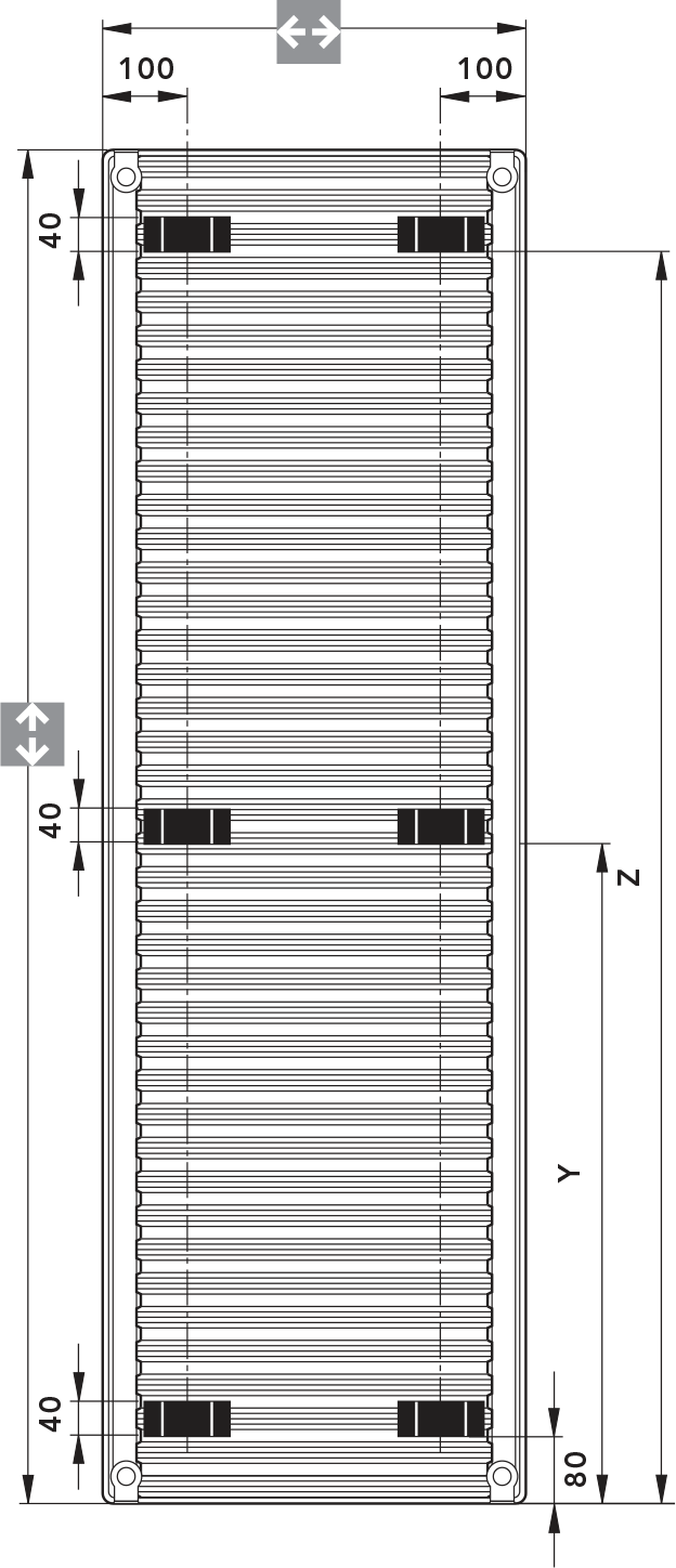 Location of suspended straps