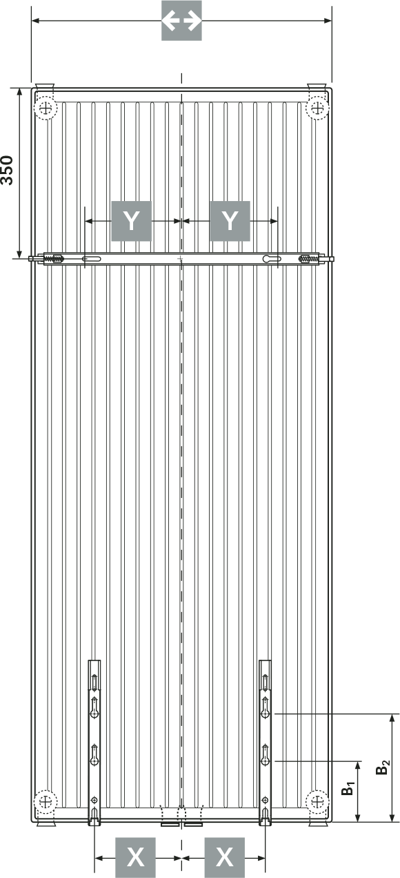 RADIATORE VERTICALE Attacchi e dimensioni per l'installazione