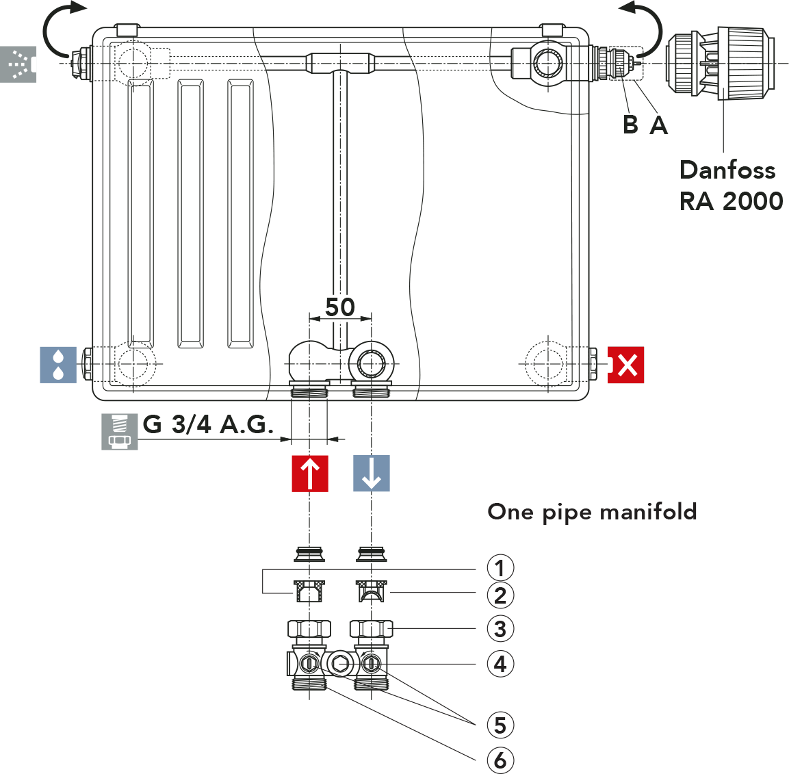 T6 single-pipe built-in valve