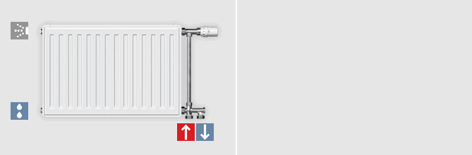 Compact radiator single-pipe connection